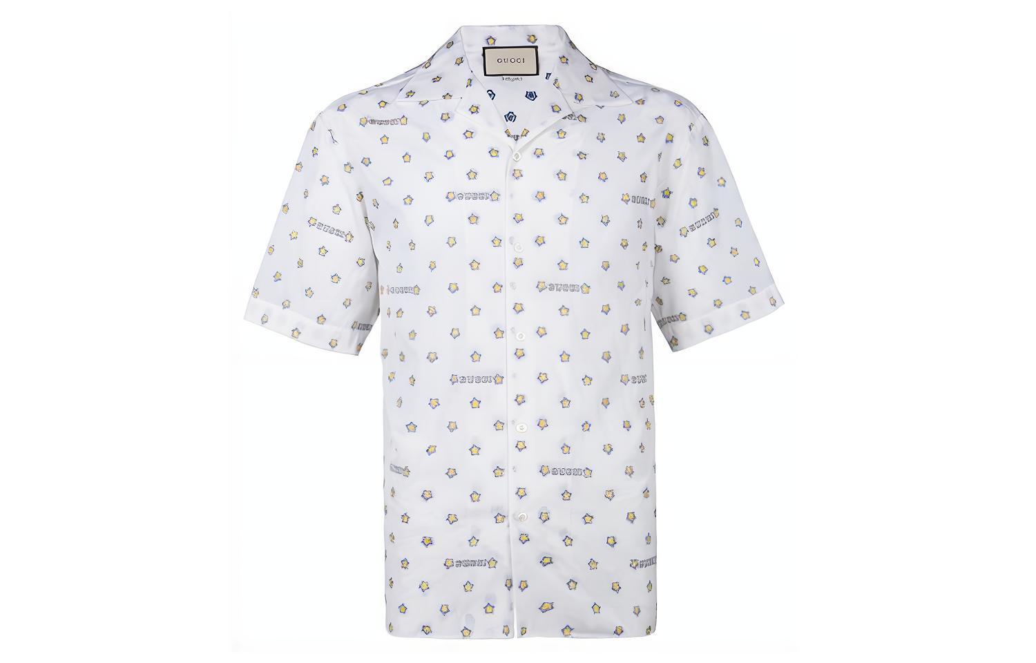 Gucci White Short Sleeve Shirt with Star Print 546192-ZAADT-9011