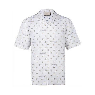Gucci White Short Sleeve Shirt with Star Print 546192-ZAADT-9011
