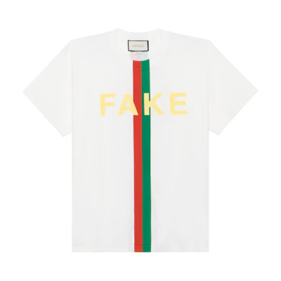 Gucci White Short Sleeve T-Shirt with Logo Stripe Print 616036-XJCXX-9095