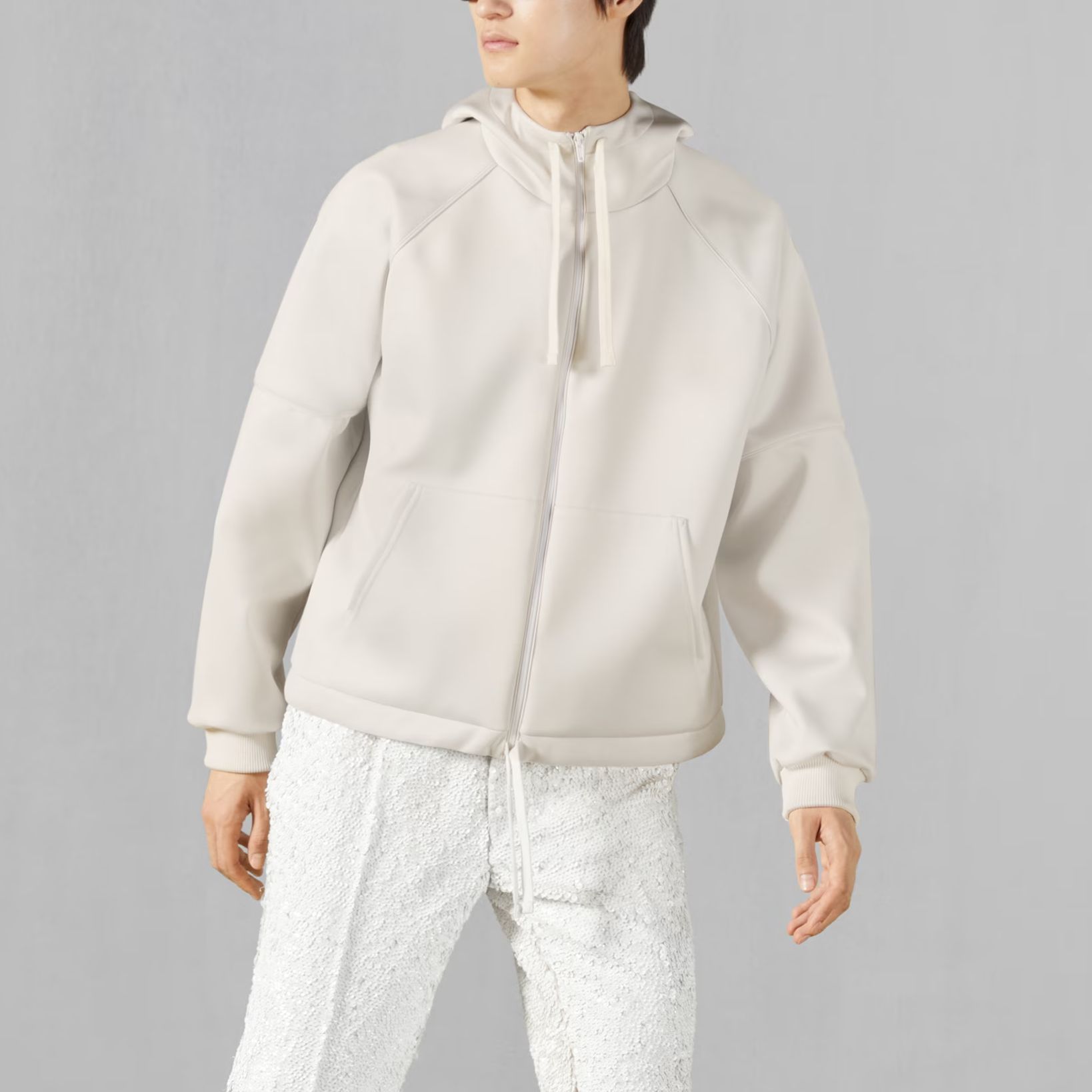 Gucci White Solid Logo Embossed Zip-Up Hoodie Jacket 761565-XJFY6-9303 圖 4