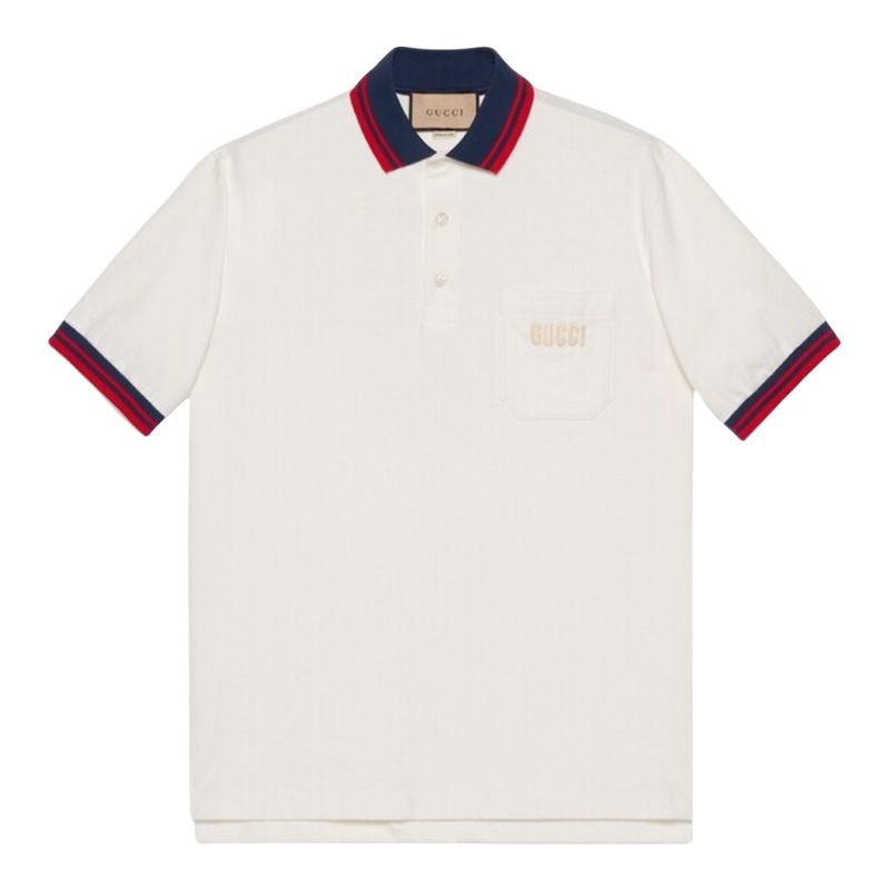 Gucci White Straight-Cut Polo Shirt with Logo Embroidery 73608-4XJFCD-9304