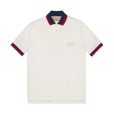 Gucci White Straight-Cut Polo Shirt with Logo Embroidery 73608-4XJFCD-9304