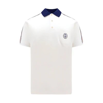 Gucci White Stripe Logo Print Casual Short Sleeve Polo Shirt 753078-XJFTN-9733