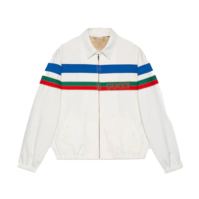 Gucci White Stripe Zip-Up Jacket 623938-XDA8W-9692