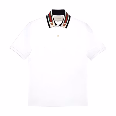 Gucci White Striped Collar Short Sleeve Polo Shirt 545714-XJAGU-9061