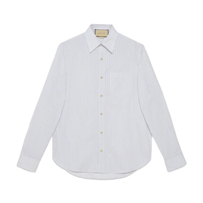 Gucci White Striped Print SS23 Single-Breasted Long Sleeve Shirt 703396-ZAJ3G-9014