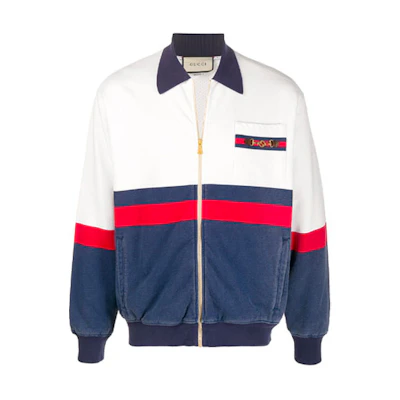 Gucci White Zip-Up Jacket with Striped Detail 625402-XJCOD-9059