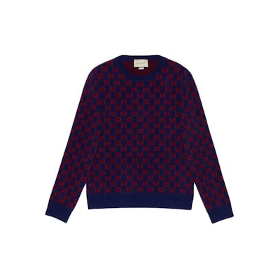 GUCCI Wool-Alpaca Blend Sweater in Navy Blue 597723-XKA4R-4175