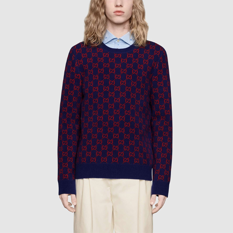 GUCCI Wool-Alpaca Blend Sweater in Navy Blue ⁣597723-XKA4R-4175 圖 3