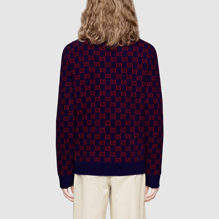 GUCCI Wool-Alpaca Blend Sweater in Navy Blue ⁣597723-XKA4R-4175 圖 4