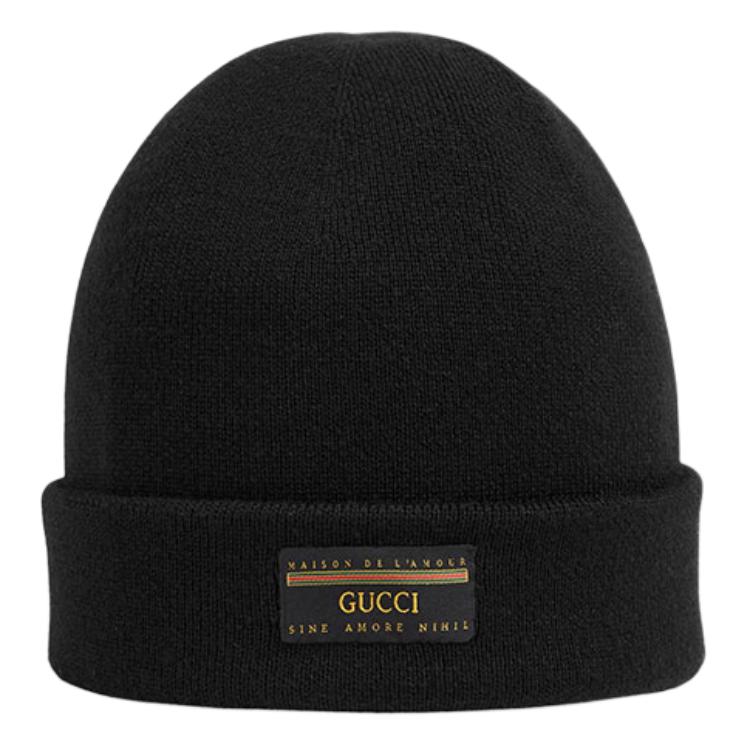 GUCCI Wool-Blend Knit Beanie with Logo Patch 612118-4G332-1000