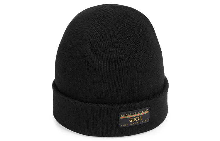 Lookbook GUCCI 羊毛混纺针织徽标贴片毛线帽 612118-4G332-1000