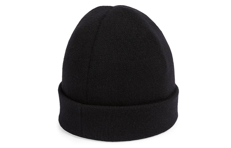 Shop GUCCI 羊毛混纺针织徽标贴片毛线帽 612118-4G332-1000