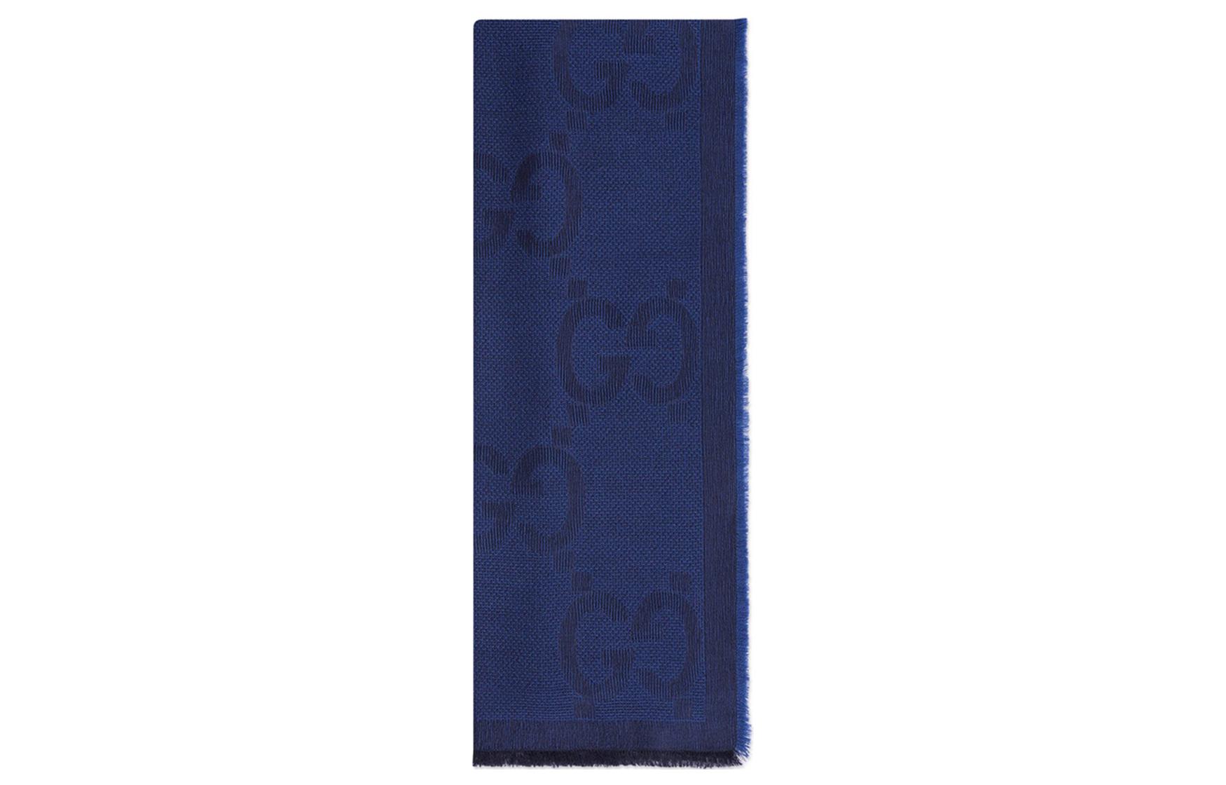 GUCCI Wool Knit Scarf Blue 6951394GA104168