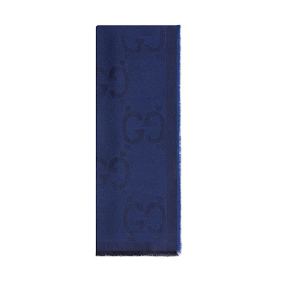 GUCCI Wool Knit Scarf Blue 6951394GA104168