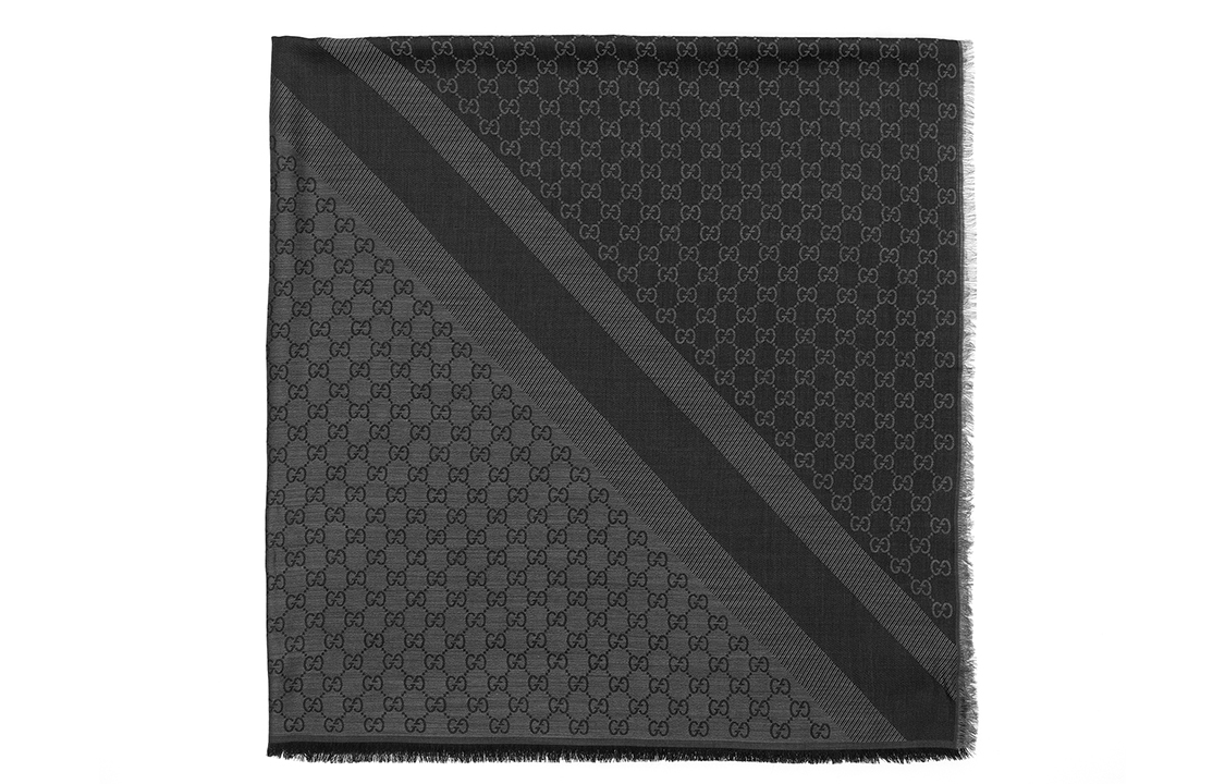 GUCCI Wool Knit Scarf Unisex Couples Style Deep Gray 281942-3G704-1062