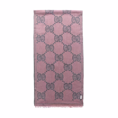 GUCCI Wool Knit Scarf Unisex Grey/Pink Couples Edition 598993-3GC15-1272