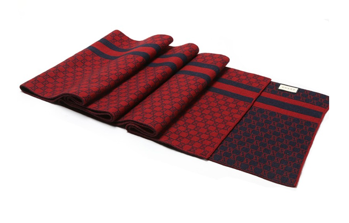 GUCCI Wool Knitted Scarf Unisex Couple Red/Black 438253-3G206-6268 圖 4