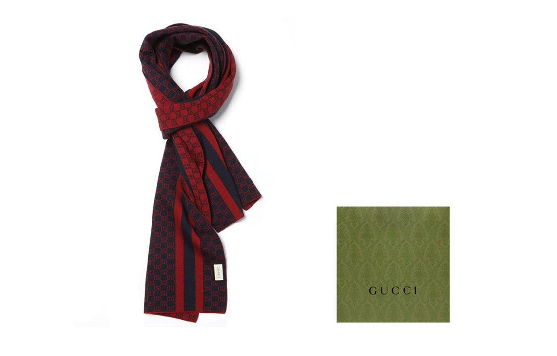 GUCCI Wool Knitted Scarf Unisex Couple Red/Black 438253-3G206-6268 圖 6