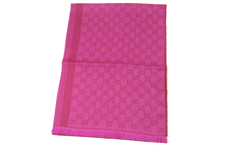 GUCCI Wool Logo Scarf in Rose Red. 282390-3G704-6472 圖 2