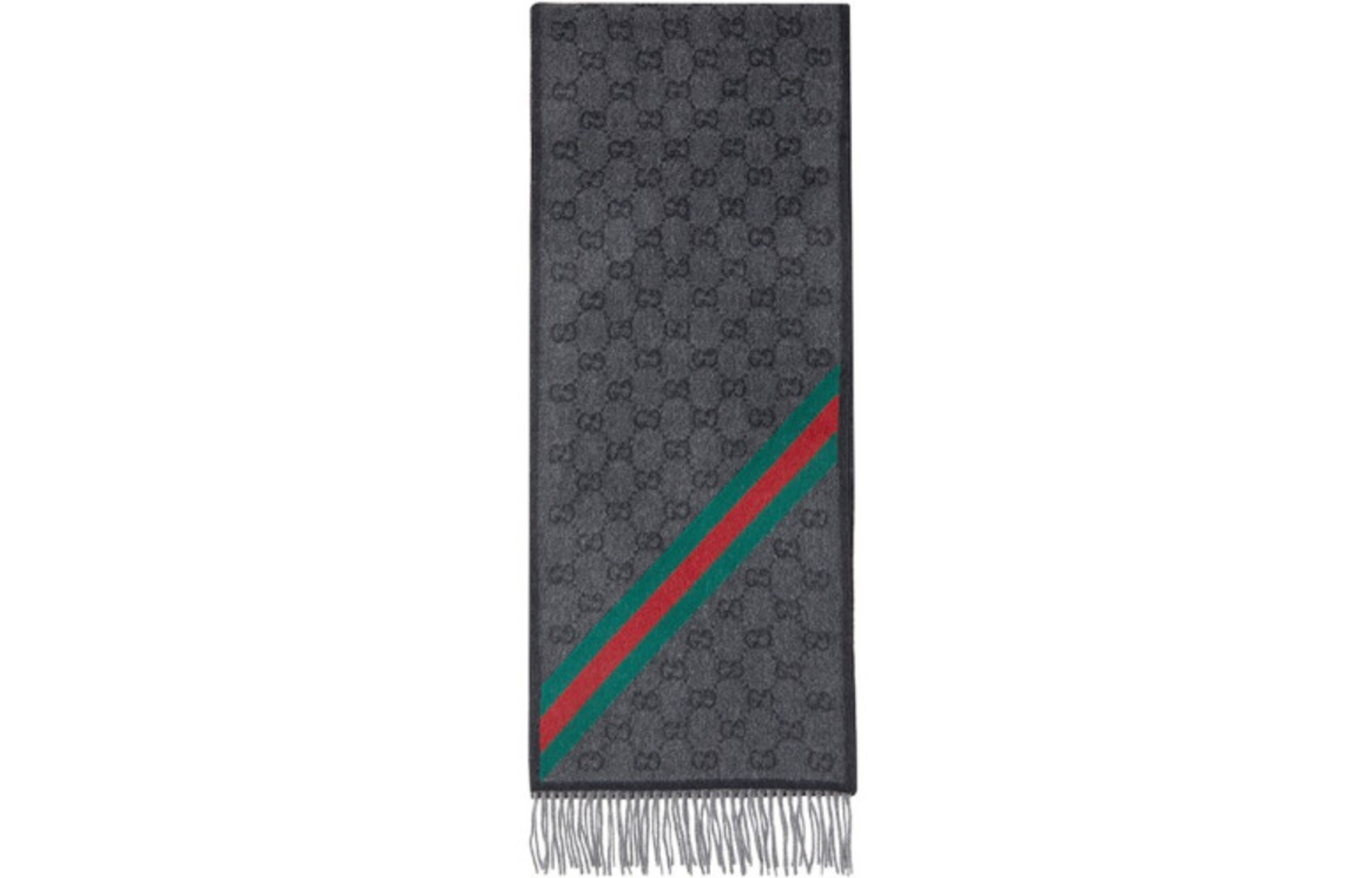 GUCCI Wool Long Fringe Scarf Unisex Black Grey Couple Style Warm Accessory 570603-3G200-1466 圖 2