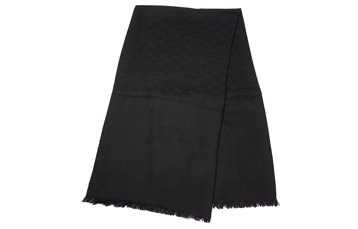 GUCCI Wool Scarf Unisex Black 387563-3G646-1000