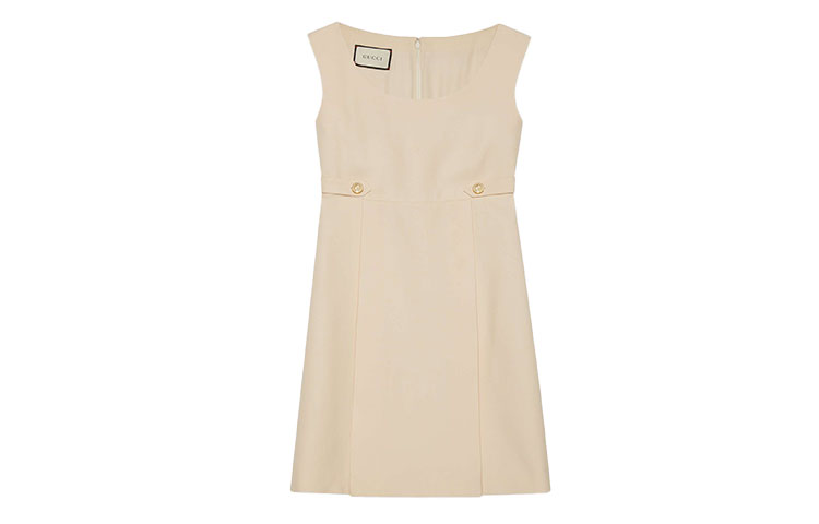 GUCCI Wool Silk Sleeveless A-Line Dress White 631483-ZAD88-9205