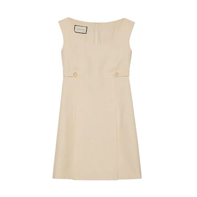 GUCCI Wool Silk Sleeveless A-Line Dress White 631483-ZAD88-9205