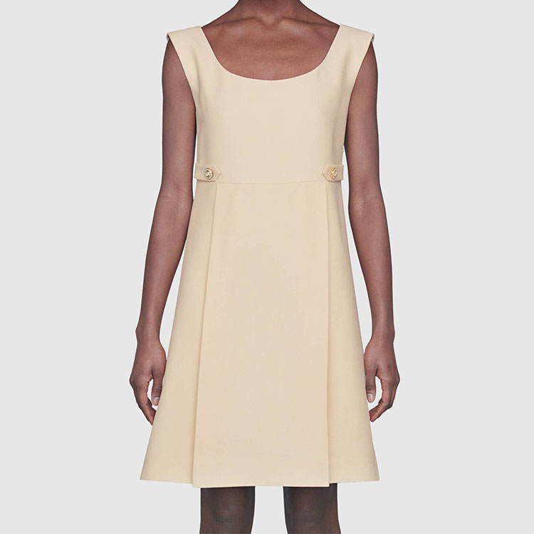 GUCCI Wool Silk Sleeveless A-Line Dress White 631483-ZAD88-9205 圖 4