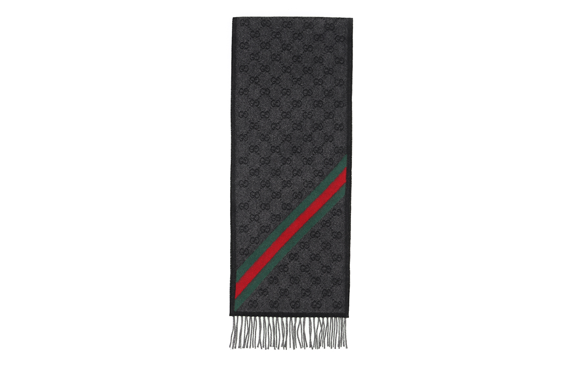 Order GUCCI Woolen Scarf Unisex Couple Style Black Gray + Off-White 570603