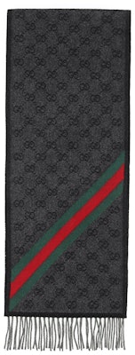 GUCCI Woolen Scarf Unisex Couple Style Black Gray + Off-White 570603 Order GUCCI Woolen Scarf Unisex Couple Style Black Gray + Off-White 570603