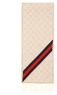 GUCCI Woolen Scarf Unisex Couple Style Black Gray + Off-White 570603 Details for GUCCI Woolen Scarf Unisex Couple Style Black Gray + Off-White 570603