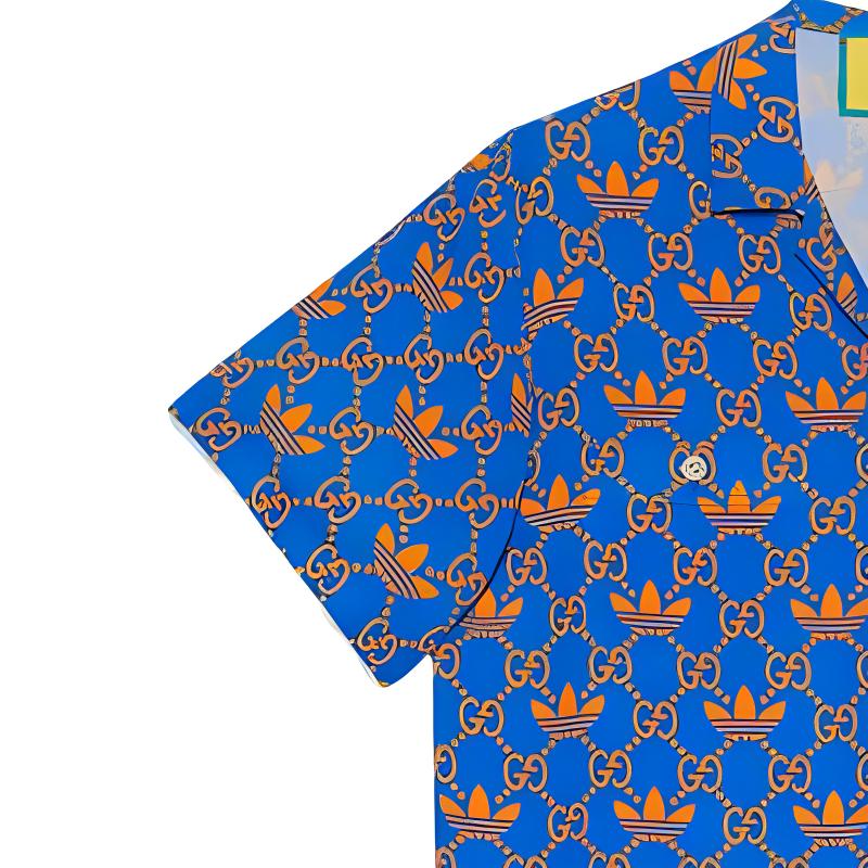 Shop GUCCI x adidas Polo de Manga Corta con Estampado del Logo Azul. 702467-ZALAQ-7447