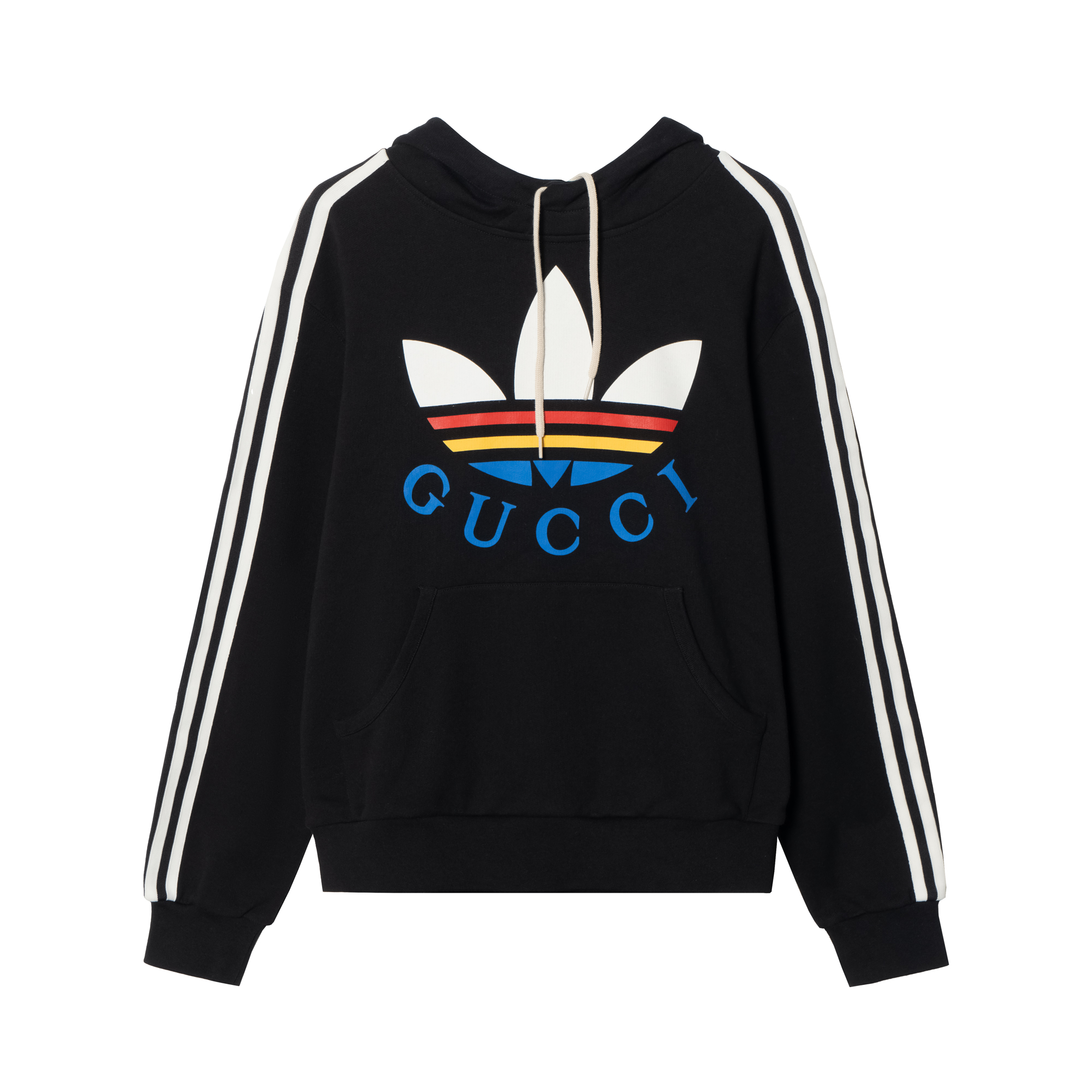 Gucci x Adidas Black Logo Print Striped Sweatshirt 692107-XJEXB-1152