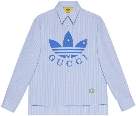 グッチ x アディダス メンズ ブルーロゴストライプ長袖シャツ FW22 719889-ZAK4E-4337 Buy グッチ x アディダス メンズ ブルーロゴストライプ長袖シャツ FW22 719889-ZAK4E-4337