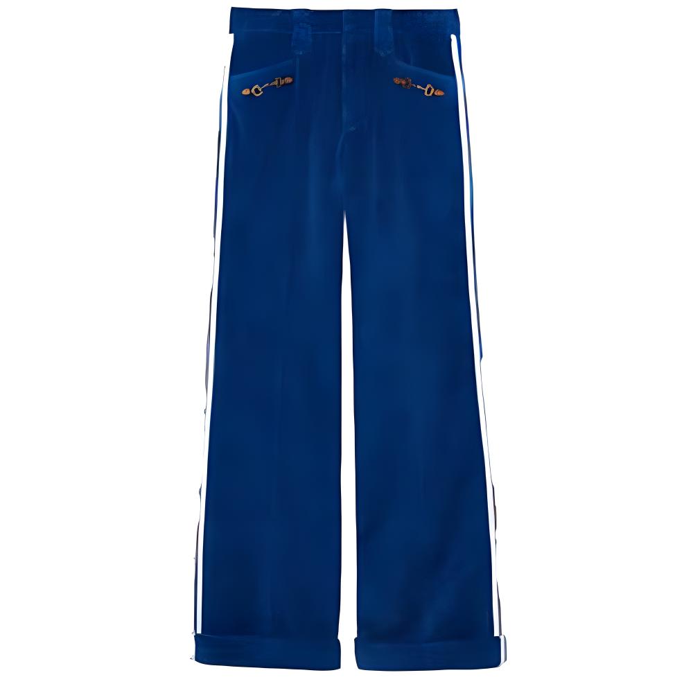 Gucci x adidas Blue Straight Long Track Pants with Zipper 696656-Z8A36-4593