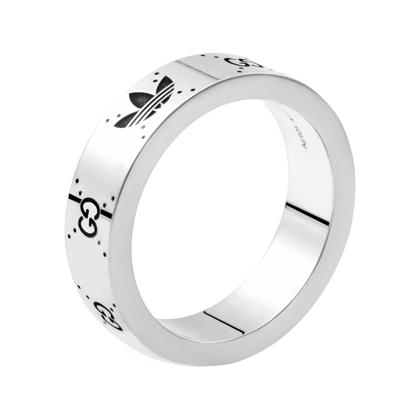 Lookbook GUCCI x Adidas 经典Logo 925银戒指 情侣款男女通用设计 702764-J8400-0728