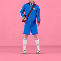 Lookbook GUCCI x ADIDAS 刺繡標誌條紋運動外套 男女同款 - 藍色 700476-XKCIF-4447
