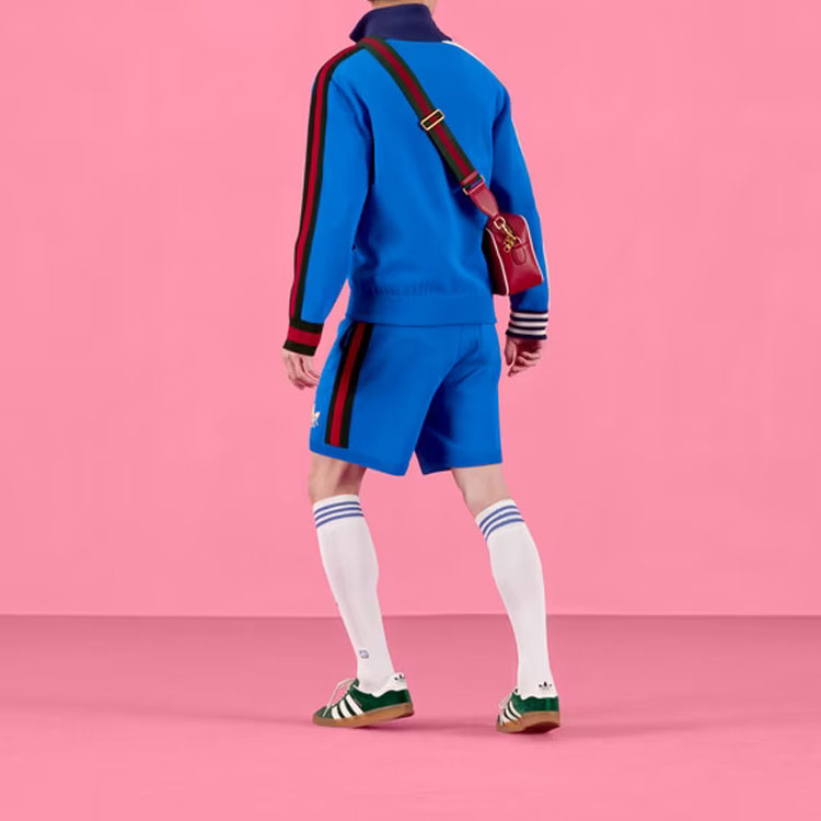 Shop GUCCI x ADIDAS Embroidered Logo Striped Track Jacket Unisex - Blue. 700476-XKCIF-4447