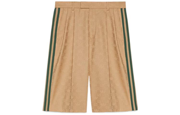 Gucci x adidas FW22 Khaki Logo Print Straight Casual Shorts 722512-ZAI22-2387
