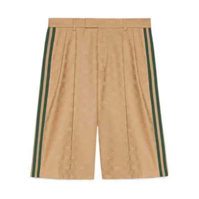 Gucci adidas FW22 Khaki Logo Print Straight Casual Shorts 722512-ZAI22-2387