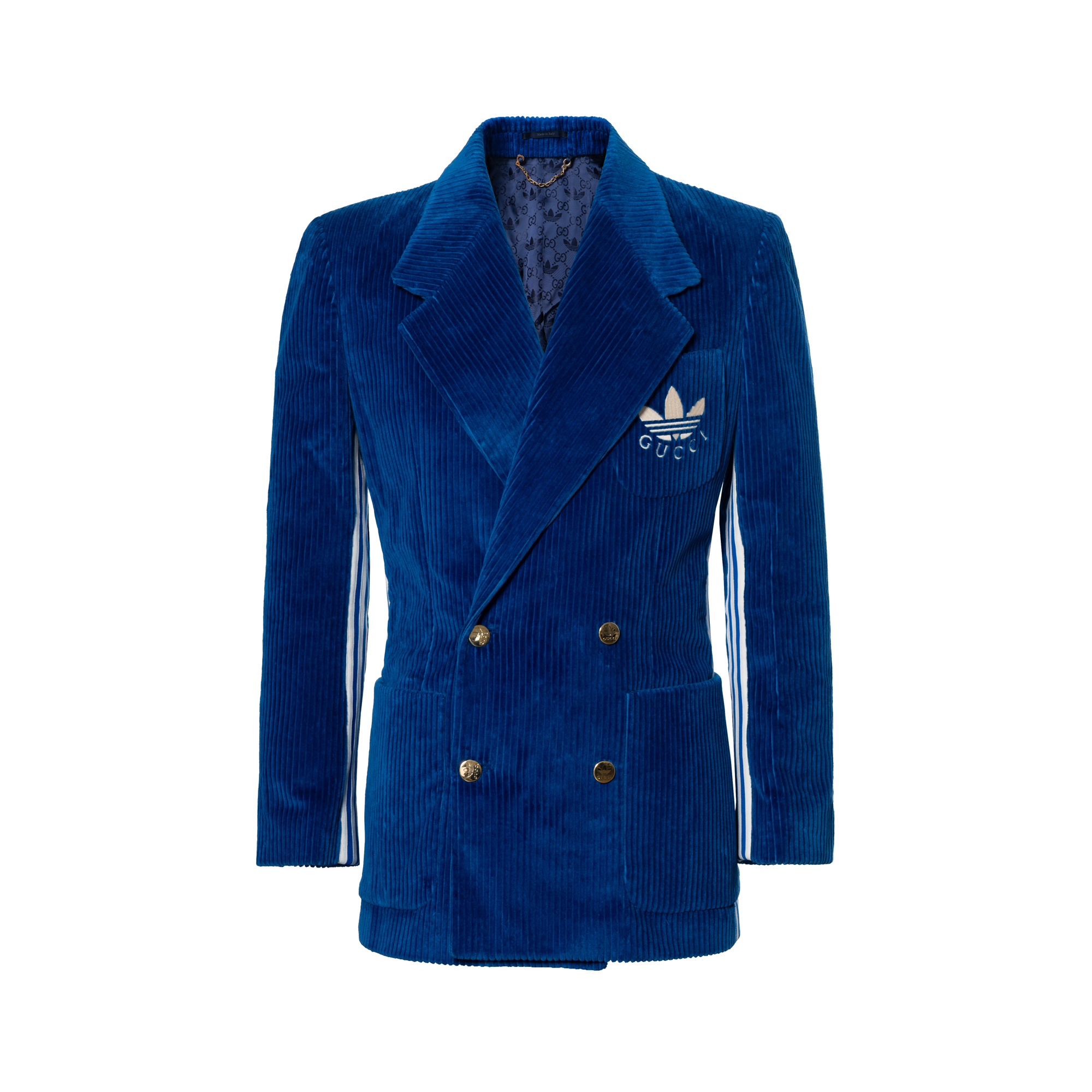 Gucci x Adidas FW22 Logo Embroidered Collared Blue Blazer 715570-ZAKQJ-4593