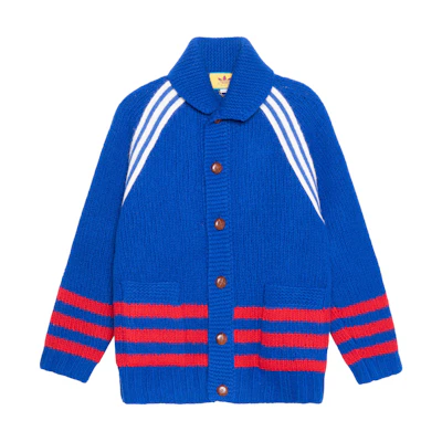 Gucci adidas FW22 Striped Button-Up Long Sleeve Sweater Men Blue 713184-XKCPK-4383