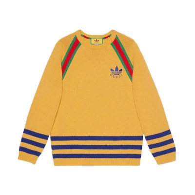 Gucci adidas FW22 Striped Crew-Neck Sweater Men’s Yellow 723081-XKCUT-7694