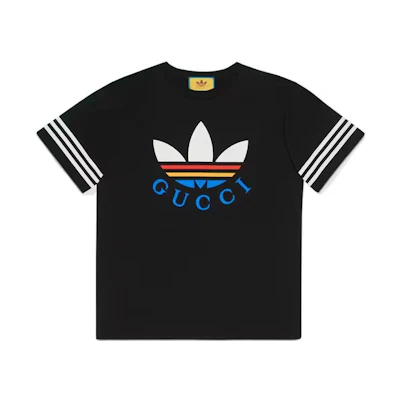 Gucci adidas FW22 Striped Logo Print Black Crewneck T-Shirt Edition 616036-XJEXC-1152