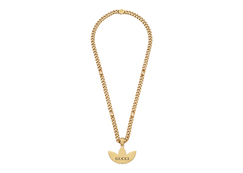 Gucci x adidas Gourmette Trefoil Pendant Necklace Yellow Gold-tone