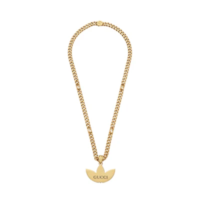 Gucci x adidas Gourmette Trefoil Pendant Necklace Yellow Gold-tone