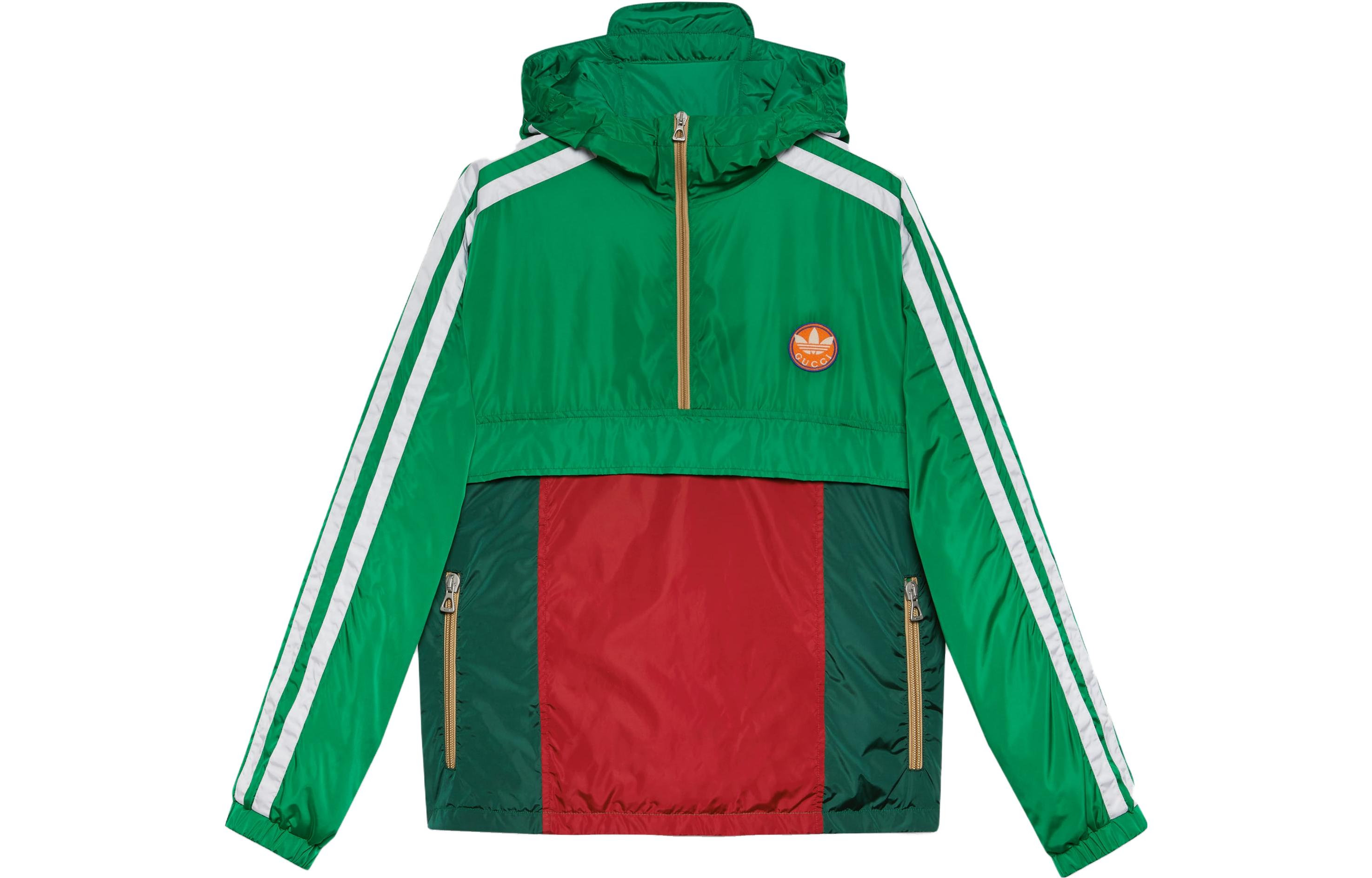 Gucci x adidas Green Logo Patch Striped Hoodie 722520-ZALCQ-3063