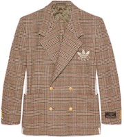 Gucci x Adidas Logo Plaid Double-Breasted Blazer Beige 691430-ZAKQL-9037 Gucci x Adidas Logo Plaid Double-Breasted Blazer Beige 691430-ZAKQL-9037