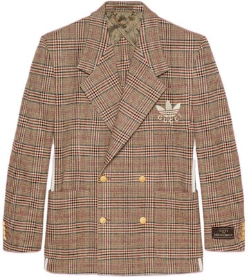 Gucci x Adidas 格紋雙排扣西裝外套 米色 691430-ZAKQL-9037 Buy Gucci x Adidas 格紋雙排扣西裝外套 米色 691430-ZAKQL-9037